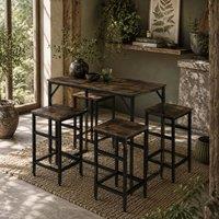 Wyld Haus Vimose 5 Piece Rustic Brown Breakfast Bar Table & Stool Set in Black