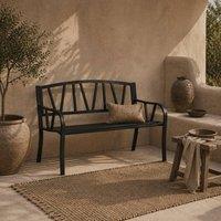 Wyld Haus Lenasu Black Metal 2 Seater Garden Bench Decorative Backrest