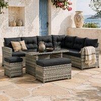 Wyld Haus Sakale Mixed Grey Rattan 9 Seater Garden Sofa Set Glass Coffee Table
