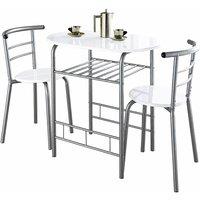 SPOT ON DEALZ White High Gloss Dining Table & 2 Chairs Set, Metal Frame & MDF Top