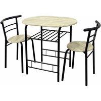 SPOT ON DEALZ Kitchen Dining Table & 2 Chairs Set Oak MDF Top & Black Metal Frame