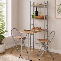 SPOT ON DEALZ Compact Butterfly Folding Dining Table Set with 2 Chairs in Light Oak