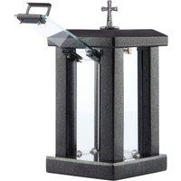 Novecrafto Granite Memorial Lantern with Cross Grave Ornaments for Garden Cemetery in Black