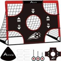 Alivio 3-in-1 Mini Football Goal Post with Soccer Net with Target Sheet, Red | Size: 3-9