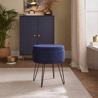 GFW Avery Velvet Storage Stool in Midnight