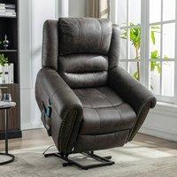 BTM Power lift recliner chair with massage heat USB port & side pockets in Grey