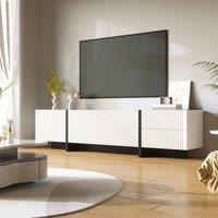 Merax 190cm Fluted TV Lowboard with 3 Doors, 2 Drawers in White