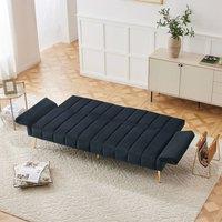 Merax Modern Convertible Velvet Sofa Bed with Adjustable Back & Armrests in Black