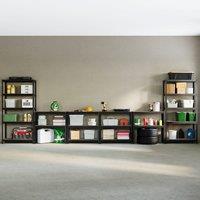 Home Discount Home Vida 5 Tier Heavy Duty Garage Shelves & Work Benches, Set of 4 in Black | Size: 1500mm x 700mm