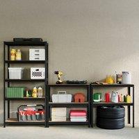 Home Discount Home Vida 5 Tier Heavy Duty Garage Shelves & Work Benches, Set of 2 in Black | Size: 1500mm x 700mm
