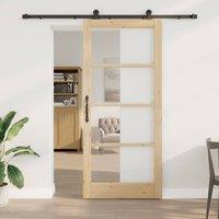 Berkfield Home Sliding Door with Hardware Set 'ORKDAL'Solid Wood & Glass in Brown
