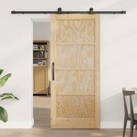 Berkfield Home Sliding Door with Hardware Set 86x198.5 cm Solid Wood Pine in Beige
