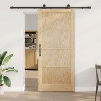 Berkfield Home Sliding Door with Hardware Set 93x211 cm Solid Wood Pine in Beige