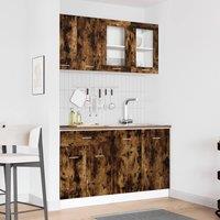 Berkfield Home 4 Piece Kitchen Cabinet Set Smoked Oak Engineered Wood in Brown