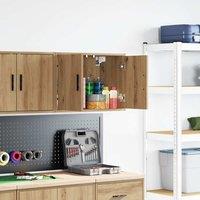 Berkfield Home Garage Wall Cabinet Artisan Oak Engineered Wood in Brown