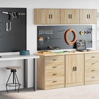 Berkfield Home Garage Cabinets 2 pcs Sonoma Oak Engineered Wood in Brown