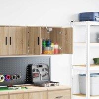 Berkfield Home Garage Wall Cabinet Sonoma Oak Engineered Wood in Brown
