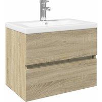 Berkfield Home 2 Piece Bathroom Furniture Set Ceramic & Engineered Wood in Brown