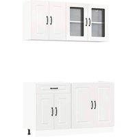 Berkfield Home 4 Piece Kitchen Cabinet Set Kalmar High Gloss White Engineered Wood