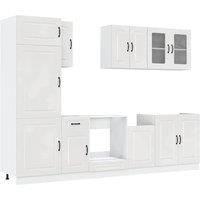Berkfield Home 8 Piece Kitchen Cabinet Set Kalmar High Gloss White Engineered Wood