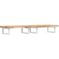 Berkfield Home Basin Shelf Wall Mounted Steel & Solid Wood Acacia in Brown