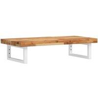 Berkfield Home Basin Shelf Wall Mounted Steel & Solid Wood Acacia in Brown