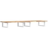 Berkfield Home Basin Shelf Wall Mounted Steel & Solid Wood Acacia in Brown