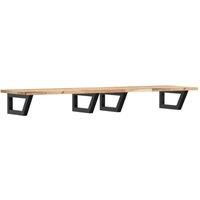 Berkfield Home Basin Shelf Wall Mounted Steel & Solid Wood Acacia in Brown