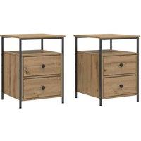 Berkfield Home Bedside Cabinets 2 pcs Artisan Oak 44x45x60 cm Engineered Wood in Brown | Size: 44 x 45 x 60 cm