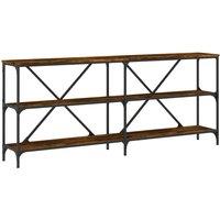 Berkfield Home Console Table Smoked Oak 180x30x75 cm Engineered Wood & Iron in Brown | Size: 180 x 30 x 75 cm