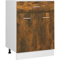 Berkfield Home Drawer Bottom Cabinet Smoked Oak 60x46x81.5 cm Engineered Wood in Brown