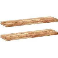 Berkfield Home Floating Shelves 2 pcs 100x20x4 cm Oil Finished Solid Wood Acacia in Brown | Size: 100 x 20 x 4 cm