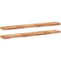 Berkfield Home Floating Shelves 2 pcs 160x20x4 cm Oil Finished Solid Wood Acacia in Brown | Size: 160 x 20 x 4 cm