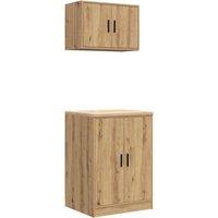 Berkfield Home Garage Cabinets 2 pcs Artisan Oak Engineered Wood in Brown