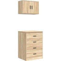 Berkfield Home Garage Cabinets 2 pcs Sonoma Oak Engineered Wood in Light Tan