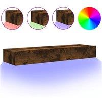 Berkfield Home TV Cabinets with LED Lights 2 pcs Smoked Oak 60x35x15.5 cm in Brown