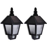 Berkfield Home Solar Wall Lamp with Motion Sensor 2 pcs in Black