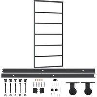 Berkfield Home Sliding Door with Hardware Set ESG Glass&Aluminium 90x205 cm in Black