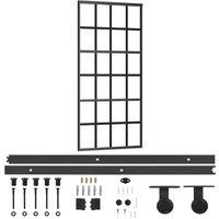 Berkfield Home Sliding Door with Hardware Set ESG Glass&Aluminium 90x205 cm in Black