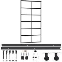 Berkfield Home Sliding Door with Hardware Set ESG Glass&Aluminium 102x205 cm in Black