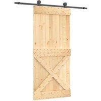 Berkfield Home Sliding Door with Hardware Set 95x210 cm Solid Wood Pine in Natural