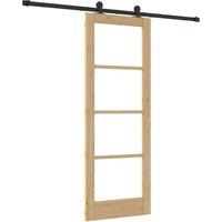 Berkfield Home Sliding Door with Hardware Set 'ORKDAL'Solid Wood & Glass in Brown