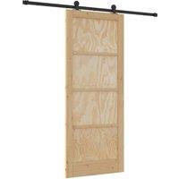 Berkfield Home Sliding Door with Hardware Set 86x211 cm Solid Wood Pine in Beige