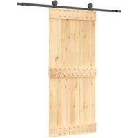 Berkfield Home Sliding Door with Hardware Set 85x210 cm Solid Wood Pine in Brown