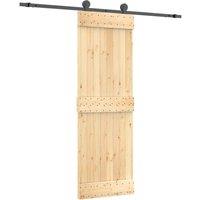 Berkfield Home Sliding Door with Hardware Set 70x210 cm Solid Wood Pine in Light Tan