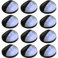 Berkfield Home Outdoor Solar Wall Lamps LED 12 pcs Round Black