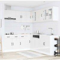 Berkfield Home Elegant 11 Piece Kitchen Cabinet Set Kalmar Gloss White Engineere