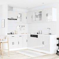 Berkfield Home Elegant 11 Piece Kitchen Cabinet Set Kalmar Gloss White Engineere