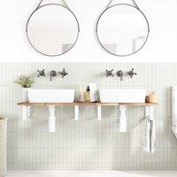 Berkfield Home Elegant Basin Shelf Wall Mounted Steel & Solid Wood Acacia in Brown