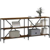 Berkfield Home Decorative Console Table Smoked Oak 180x30x75 cm Engineered Wood in Brown | Size: 180 x 30 x 75 cm